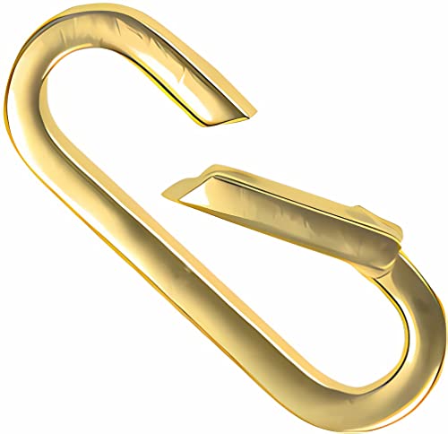 uGems 14K GP Sterling Silver Long Oval Flat Spring Bail Connector Carabiner Clasp - 1-Micron Gold Plated, 21mm OD, 16mm ID for Jewelry Making and Necklace Design - SKU: sx-201v - Image 5