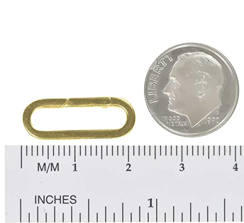 uGems 14K GP Sterling Silver Long Oval Flat Spring Bail Connector Carabiner Clasp - 1-Micron Gold Plated, 21mm OD, 16mm ID for Jewelry Making and Necklace Design - SKU: sx-201v - Image 4