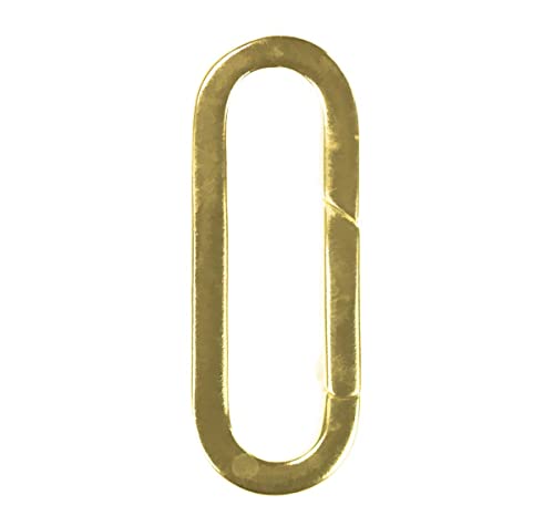 uGems 14K GP Sterling Silver Long Oval Flat Spring Bail Connector Carabiner Clasp - 1-Micron Gold Plated, 21mm OD, 16mm ID for Jewelry Making and Necklace Design - SKU: sx-201v - Image 2