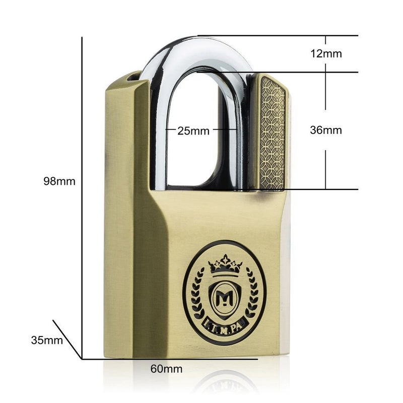 Mindy Padlock, No Key-Copying Locker Lock Big and Sturdy with Fashion Design(2.34 in Wide/1.2 Pounds) Stainless Steel - Image 3