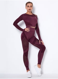 Loquat Sports Fitness 2-Piece Set Wine Red  - Image 1