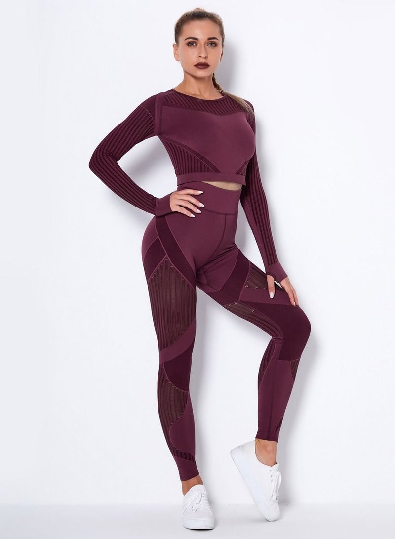 Loquat Sports Fitness 2-Piece Set Wine Red  - Image 1