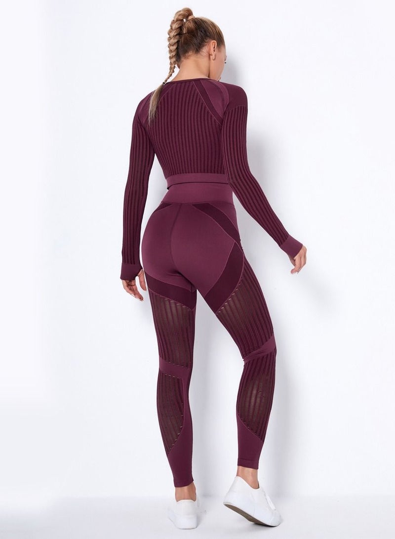 Loquat Sports Fitness 2-Piece Set Wine Red  - Image 3