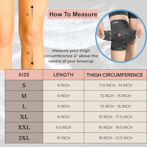 Wonder Care Adjustable Wrap Knee Support Brace, Air Mesh Fabric Knee Brace Cap for Pain Relief, Sports, Arthritis, Running Protection [Black] (1, 3XL) - Image 4