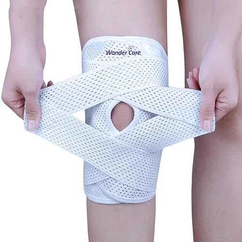 Wonder Care Adjustable Wrap Knee Support Brace, Air Mesh Fabric Knee Brace Cap for Pain Relief, Sports, Arthritis, Running Protection [Black] (1, 3XL) - Image 1