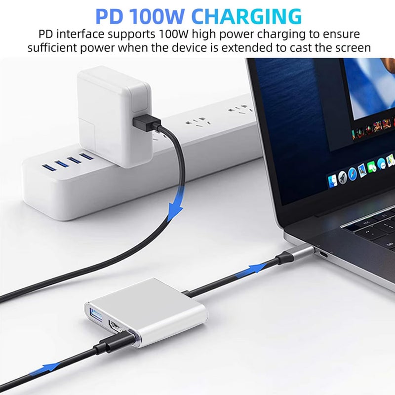 Milu USB-C to HDMI Adapter (Supports 4K / 30Hz) - Type- C 3 in 1 Converter Cable for 2017/2018 MacBook Pro, MacBook, Mac Pro, iMac, Chromebook, & More USB 3.0 Type-C Devices - Image 3
