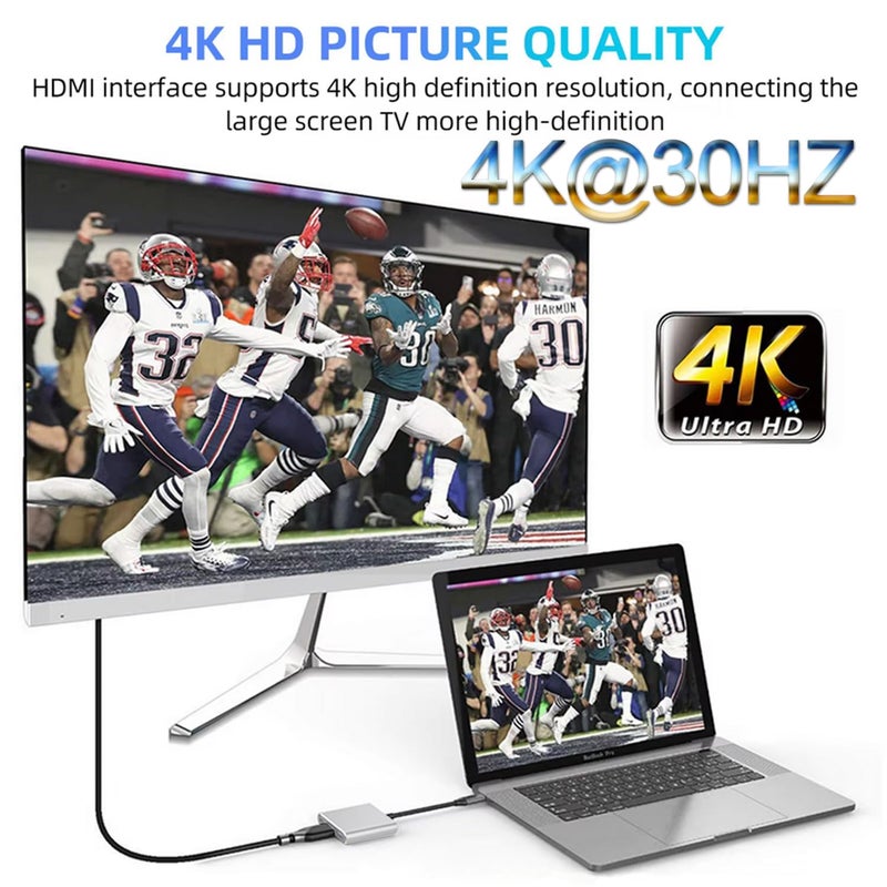 Milu USB-C to HDMI Adapter (Supports 4K / 30Hz) - Type- C 3 in 1 Converter Cable for 2017/2018 MacBook Pro, MacBook, Mac Pro, iMac, Chromebook, & More USB 3.0 Type-C Devices - Image 4