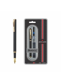 pierre cardin Golden Eye Black Lacquer Premium Fountain Pen | Luxurious Golden Trim & Nib | Free Ink Cartridges & Converter | Ideal For Festive & Corporate Gifting 