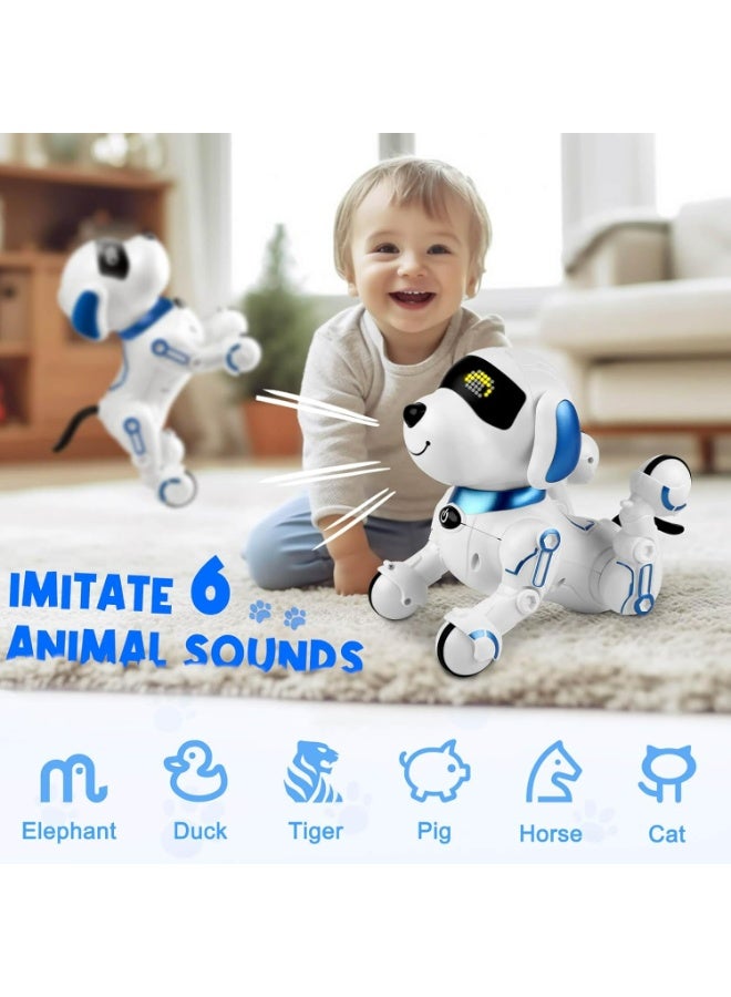 أوزيغالور الكلب الآلي التفاعلي مع جهاز التحكم عن بعد، حساس اللمس وأصوات الحيوانات | لعبة تعليمية تحتوي على قصص وأناشيد بالإنجليزية | حيوان أليف مرافق للمسات الأطفال (أزرق) - Image 5