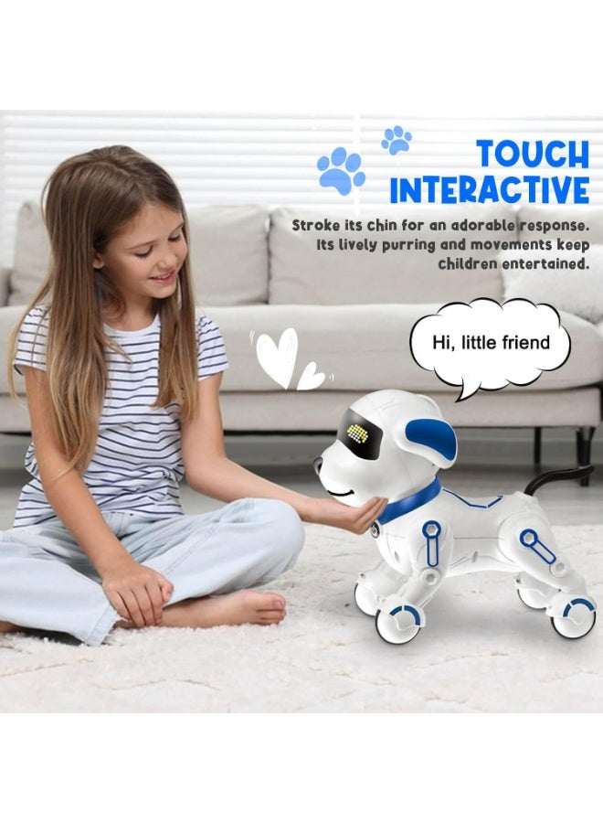 أوزيغالور الكلب الآلي التفاعلي مع جهاز التحكم عن بعد، حساس اللمس وأصوات الحيوانات | لعبة تعليمية تحتوي على قصص وأناشيد بالإنجليزية | حيوان أليف مرافق للمسات الأطفال (أزرق) - Image 4