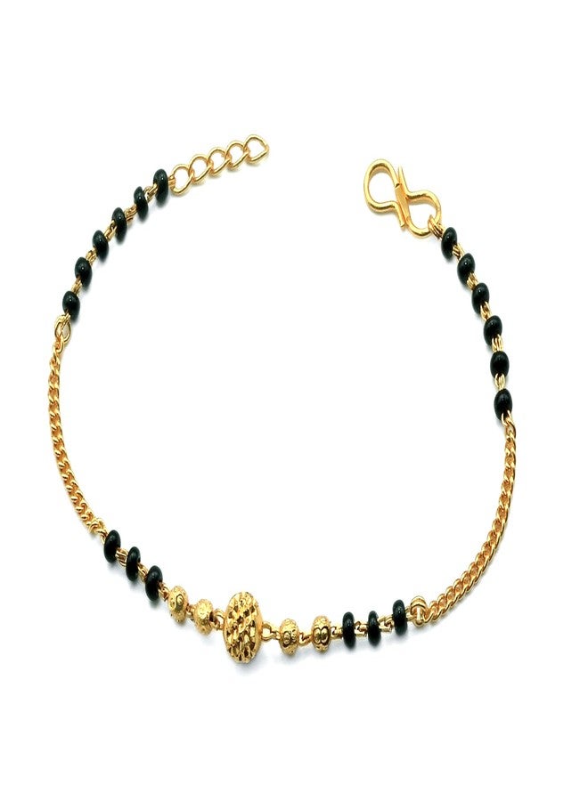 JHB Gold plated Brass Beads Hand Mangalsutra Bracelet for Women - Image 1