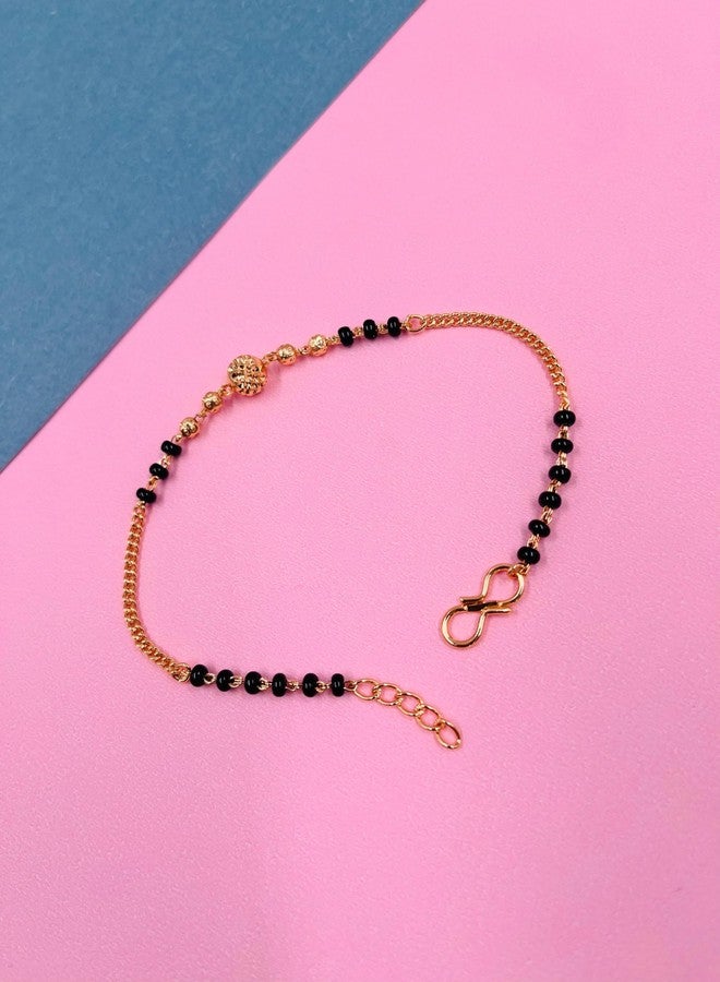 JHB Gold plated Brass Beads Hand Mangalsutra Bracelet for Women - Image 2