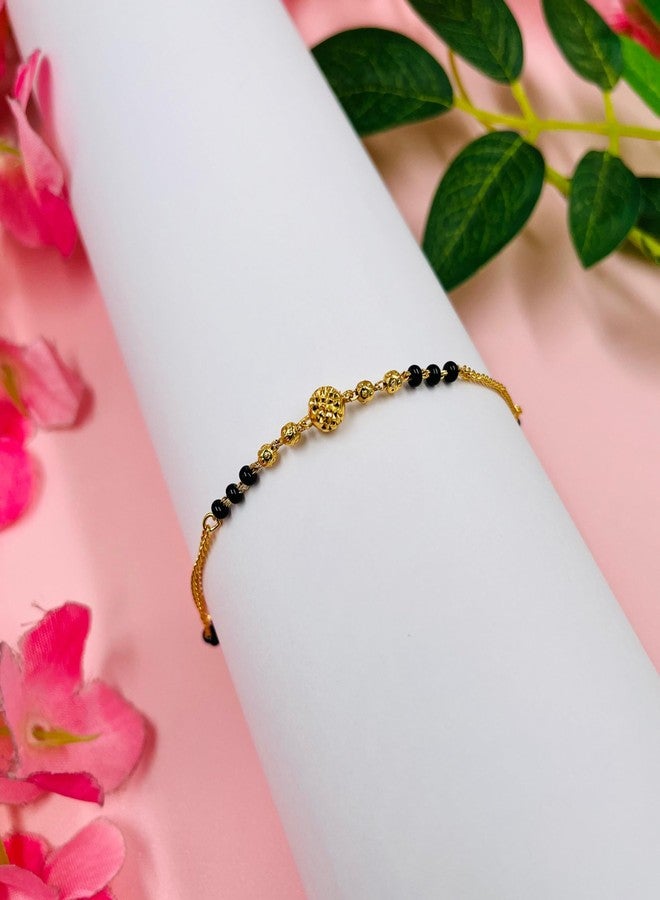 JHB Gold plated Brass Beads Hand Mangalsutra Bracelet for Women - Image 5