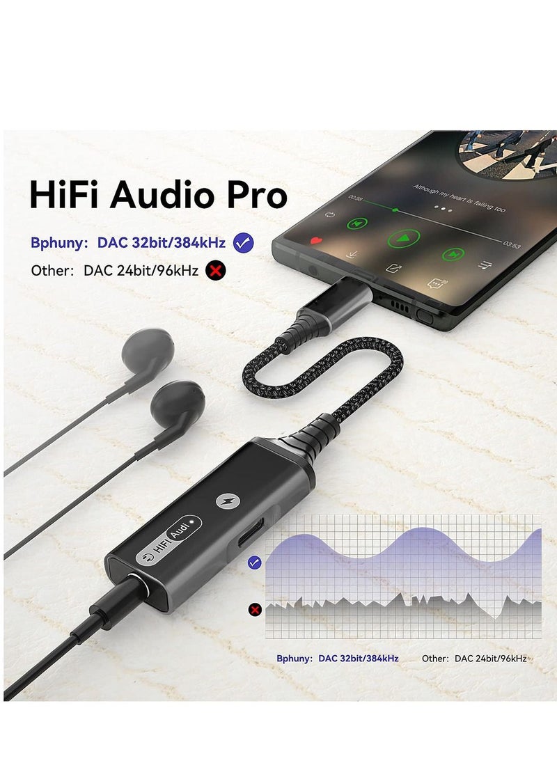 محول سماعة رأس وشاحن USB C إلى 3.5 مم، محول سماعة رأس من النوع C، مقبس ميكروفون 2 في 1 USB C إلى AUX مع شحن سريع PD 60 وات، متوافق مع Samsung Galaxy S22/S23 Ultra/Note20، Pixel 6، iPad Pro