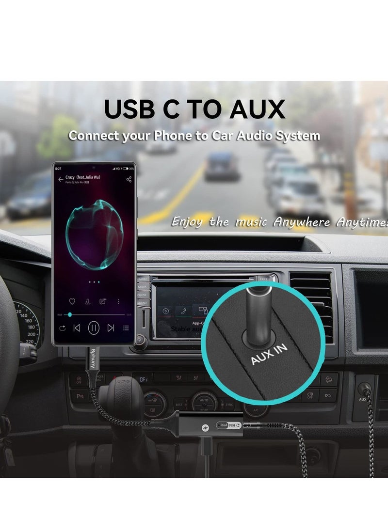 محول سماعة رأس وشاحن USB C إلى 3.5 مم، محول سماعة رأس من النوع C، مقبس ميكروفون 2 في 1 USB C إلى AUX مع شحن سريع PD 60 وات، متوافق مع Samsung Galaxy S22/S23 Ultra/Note20، Pixel 6، iPad Pro