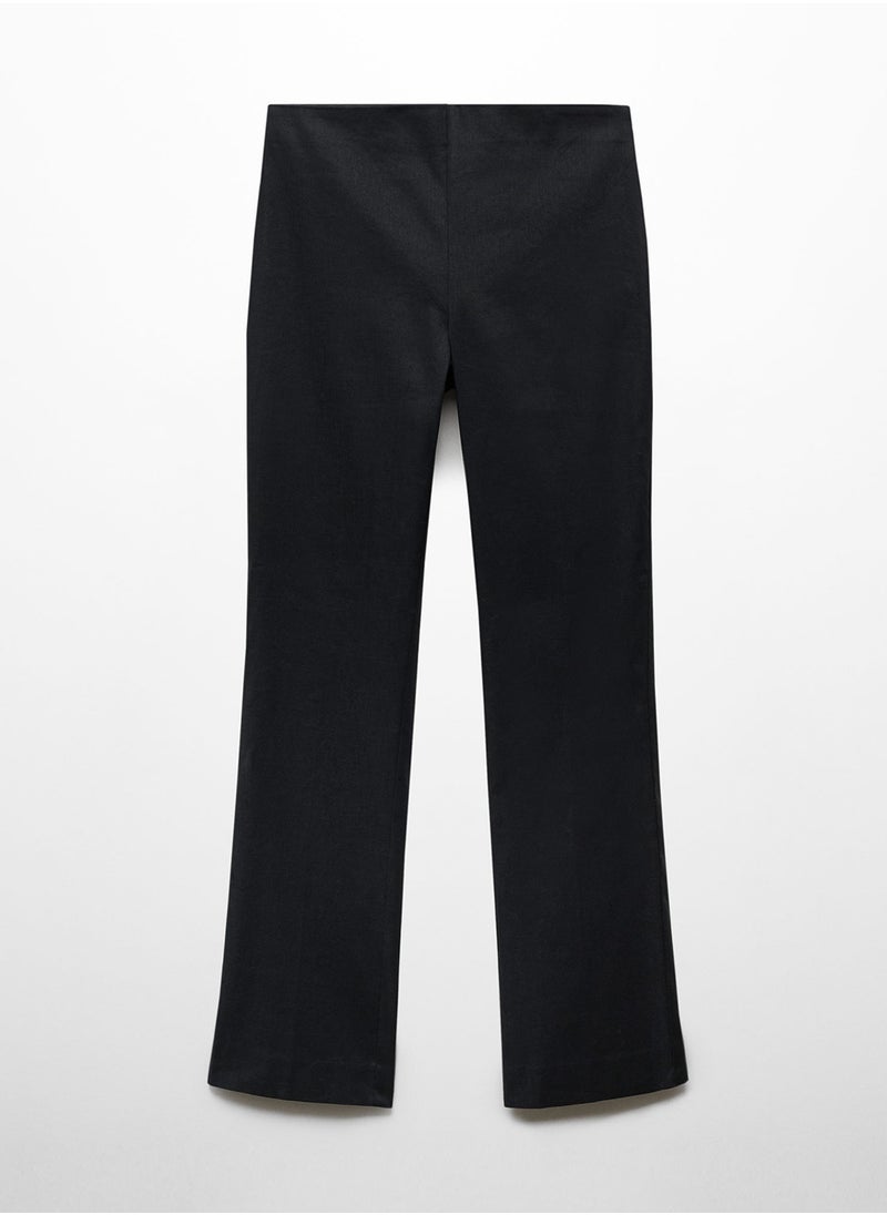 MANGO Linen Flared Trousers  - Image 5