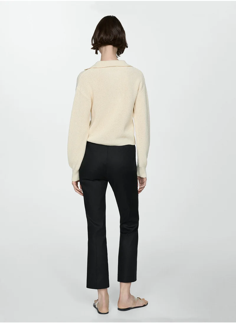 MANGO Linen Flared Trousers