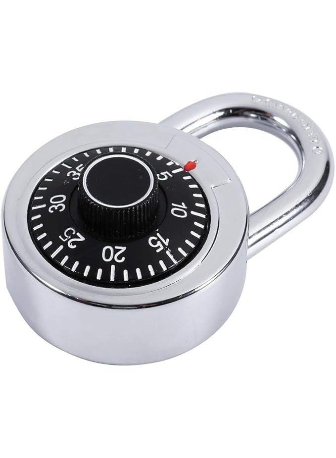 Combination Padlock – Fixed Dial Master Coded Lock with Round Design, Set Your Own Code, Secure Locker Lock for Gym, School, Storage, Toolbox, Fence, and More (Silver)