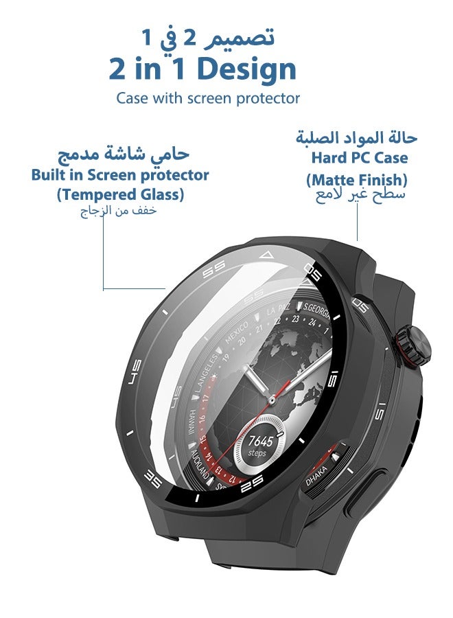 VINSOC Huawei Watch GT5 Pro 46mm Case Cover Full Coverage Protective Watch Case Cover Tempered Glass Screen Protector Compatible with Huawei Smart Watch GT5 Pro 46mm Black - Image 2