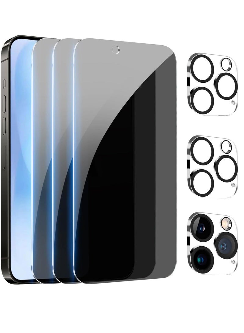 Raxoom [3+3 Pack] Privacy Screen Protector for iPhone 16 Pro Max with Camera Lens Protector | Full Coverage Anti-Spy Tempered Glass Film | 9H Hardness | Enhanced Edge Protection | Easy Installation | Bubble Free [6.9 Inch] - Image 1