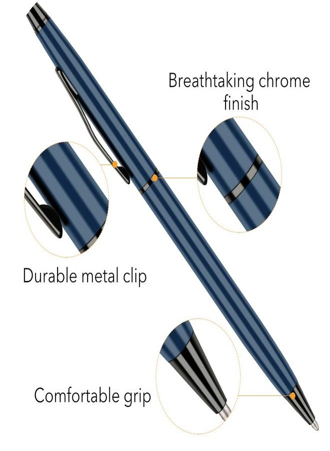 Unibene Slim Metallic Retractable Ballpoint Pens -Black ink-Blue & Black, Nice Gift for Business Office Students Teachers Wedding Christmas, Medium Point(1 mm) 6 Pack. - Image 4