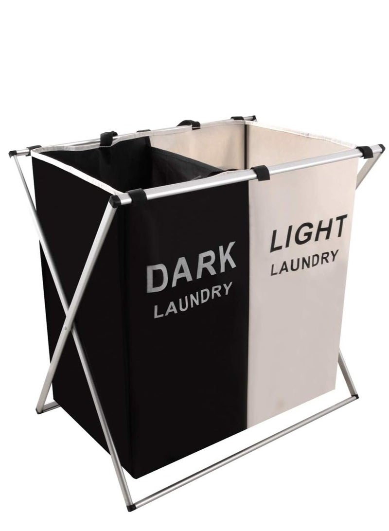سي او أرماء سلة فرز ملابس الغسيل أسود/ أبيض  قابلة للطي مما يجعلها خيارًا مثاليًا للمساحات المحدودة  60×60×39سم - Image 2