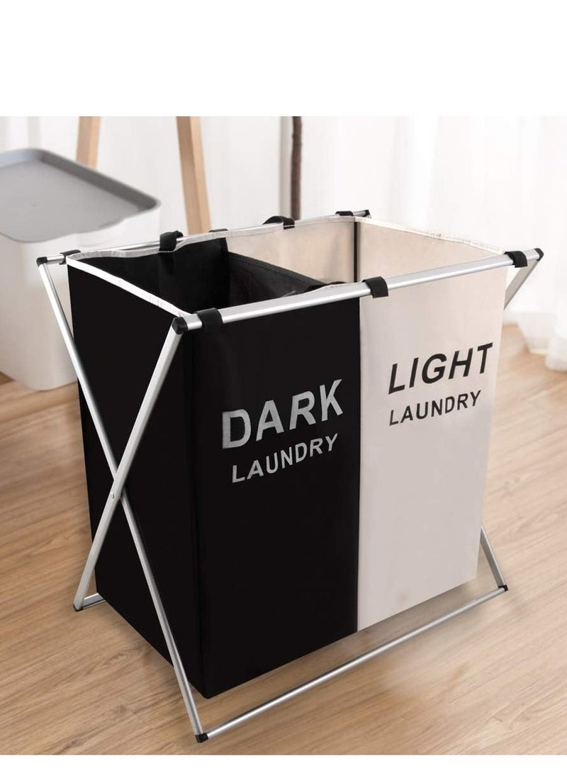 سي او أرماء سلة فرز ملابس الغسيل أسود/ أبيض  قابلة للطي مما يجعلها خيارًا مثاليًا للمساحات المحدودة  60×60×39سم - Image 1