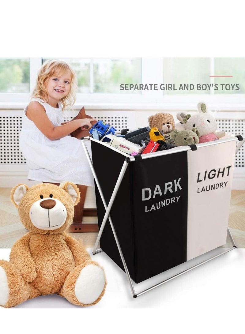 سي او أرماء سلة فرز ملابس الغسيل أسود/ أبيض  قابلة للطي مما يجعلها خيارًا مثاليًا للمساحات المحدودة  60×60×39سم - Image 3