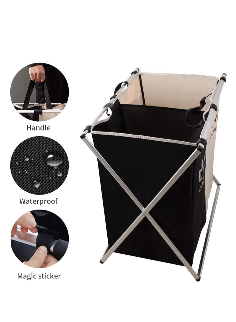 سي او أرماء سلة فرز ملابس الغسيل أسود/ أبيض  قابلة للطي مما يجعلها خيارًا مثاليًا للمساحات المحدودة  60×60×39سم - Image 4