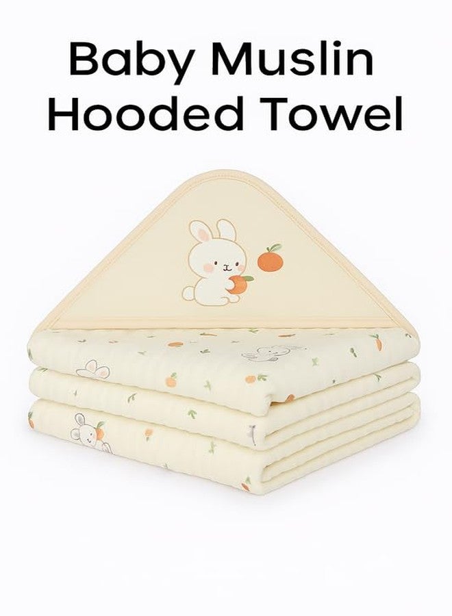 TEDDYIFY Baby Muslin Hooded Towel (Beige) – Ultra Soft, Absorbent & Breathable Bath Wrap | Newborn & Toddler | Lightweight, Quick Dry & Gentle on Baby Skin (1) - Image 5