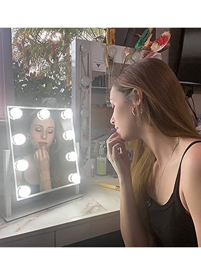 iMeasy - IMEASY Vanity Mirror with Lights，Hollywood Lighted Makeup Mirror with 3 Color Modes and 9 Dimmable Diamond LED Light Bulbs Detachable 10X Magnification 360° Rotation Touch Control - Image 1
