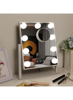 iMeasy IMEASY Vanity Mirror with Lights，Hollywood Lighted Makeup Mirror with 3 Color Modes and 9 Dimmable Diamond LED Light Bulbs Detachable 10X Magnification 360° Rotation Touch Control  - Image 1