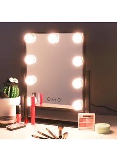 iMeasy IMEASY Vanity Mirror with Lights，Hollywood Lighted Makeup Mirror with 3 Color Modes and 9 Dimmable Diamond LED Light Bulbs Detachable 10X Magnification 360° Rotation Touch Control  - Image 2