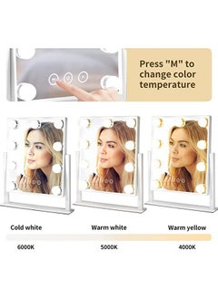 iMeasy IMEASY Vanity Mirror with Lights，Hollywood Lighted Makeup Mirror with 3 Color Modes and 9 Dimmable Diamond LED Light Bulbs Detachable 10X Magnification 360° Rotation Touch Control  - Image 4