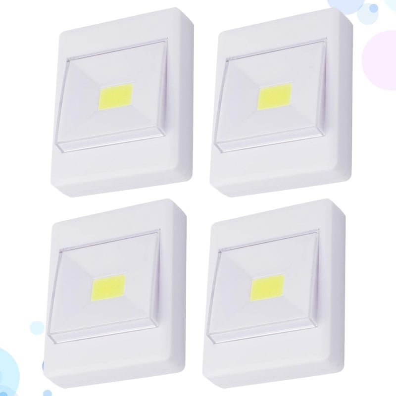 4pcs Cob LED Cabinet Lights Battery Operated Wall Mounted Under-Cabinet Lighting for Closet and Corridor, White Without Battery, Random Style - Image 4