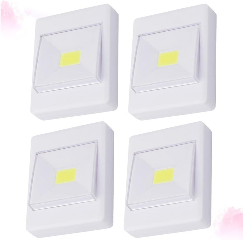4pcs Cob LED Cabinet Lights Battery Operated Wall Mounted Under-Cabinet Lighting for Closet and Corridor, White Without Battery, Random Style - Image 2