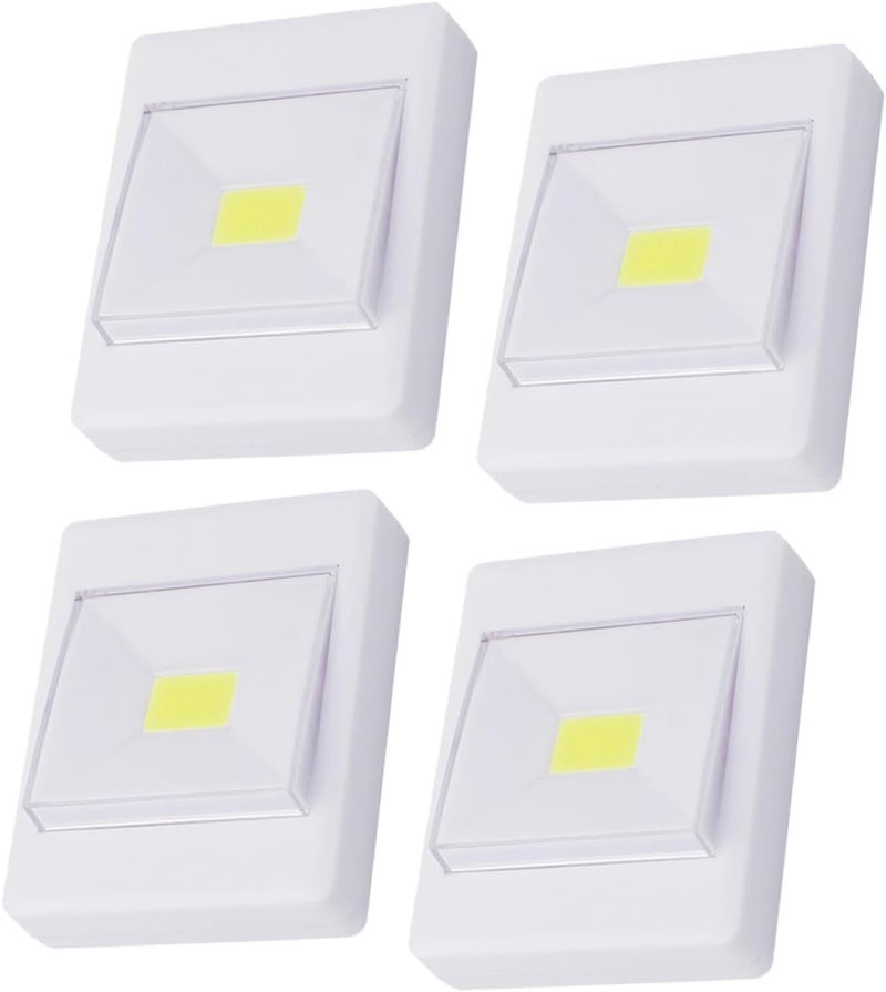 4pcs Cob LED Cabinet Lights Battery Operated Wall Mounted Under-Cabinet Lighting for Closet and Corridor, White Without Battery, Random Style - Image 1