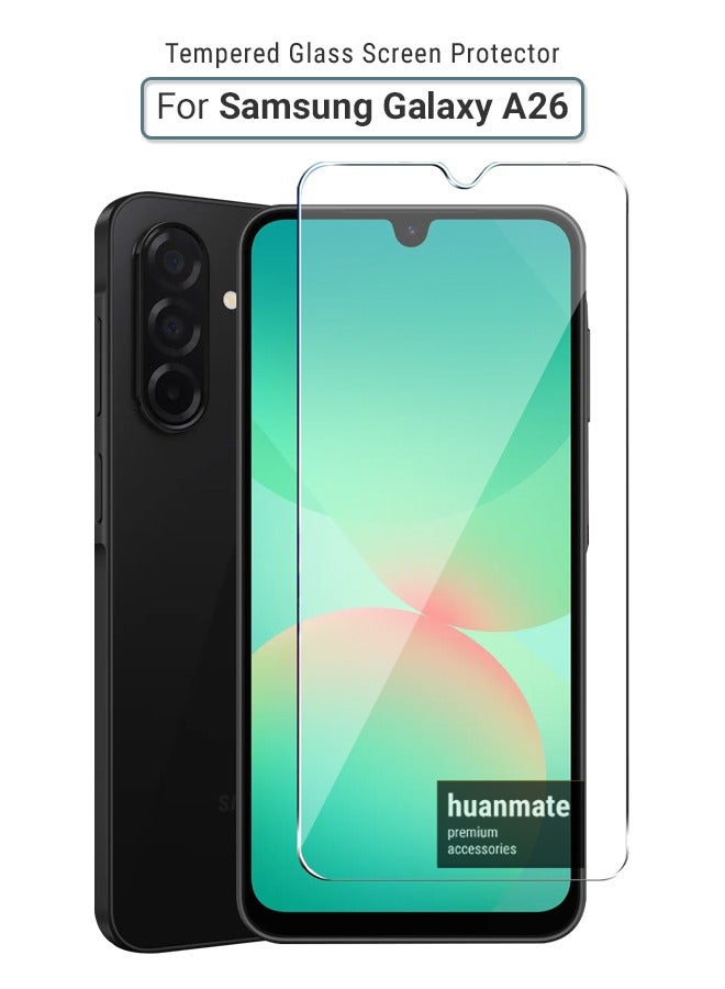 Samsung Galaxy A26 Tempered Glass Screen Protector – High Transparency, Delicate Touch, Anti-Explosion, Smooth Arc Edges, Easy Installation, Screen Protector for Samsung Galaxy A26
