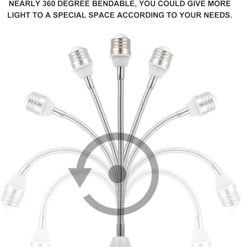 Serdokntbig E27 Flexible Light Socket Extender/Adjustable Bulb Extender for Home Light Fixtures/LED Grow Light Socket Stand etc (11inch) - Image 4