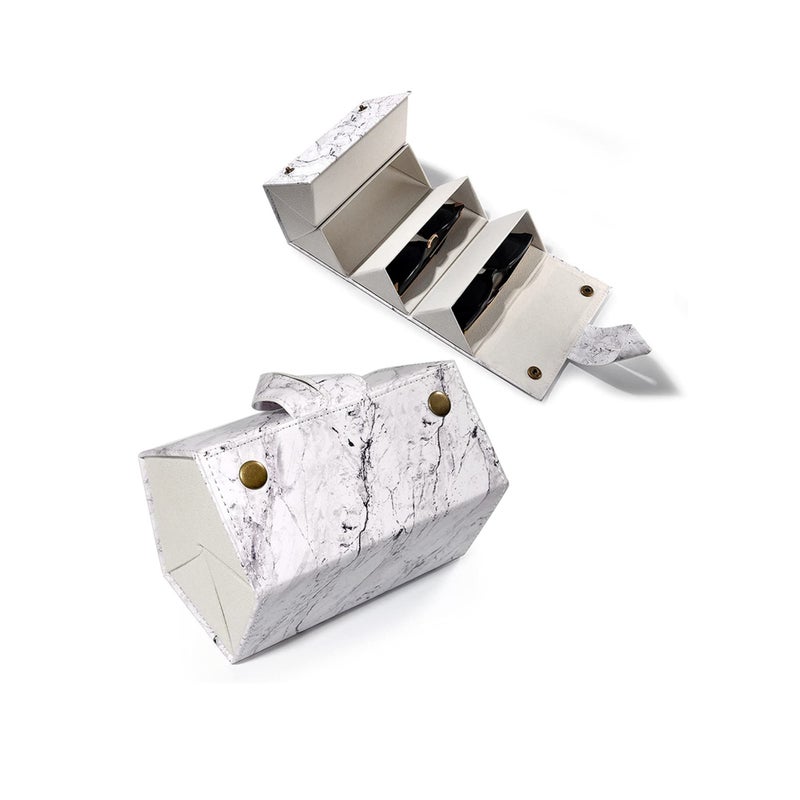 SOLARAE Leather Sunglasses Travel Organizer Case 5 Slots, Multiple Eyeglasses Display Storage Box for Men Women,Marble Medium - Image 1