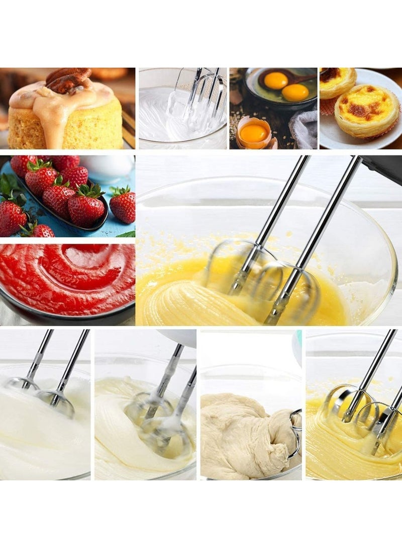 مضارب خلاط يدوي كهربائي، محمول باليد خفيف الوزن، 7 سرعات، مضرب طعام مع اثنين من المضارب، خطافان للعجين / مضرب البيض، خلاط الكيك، مزبد الحليب، خفقت البيض، صانع الخبز - Image 3