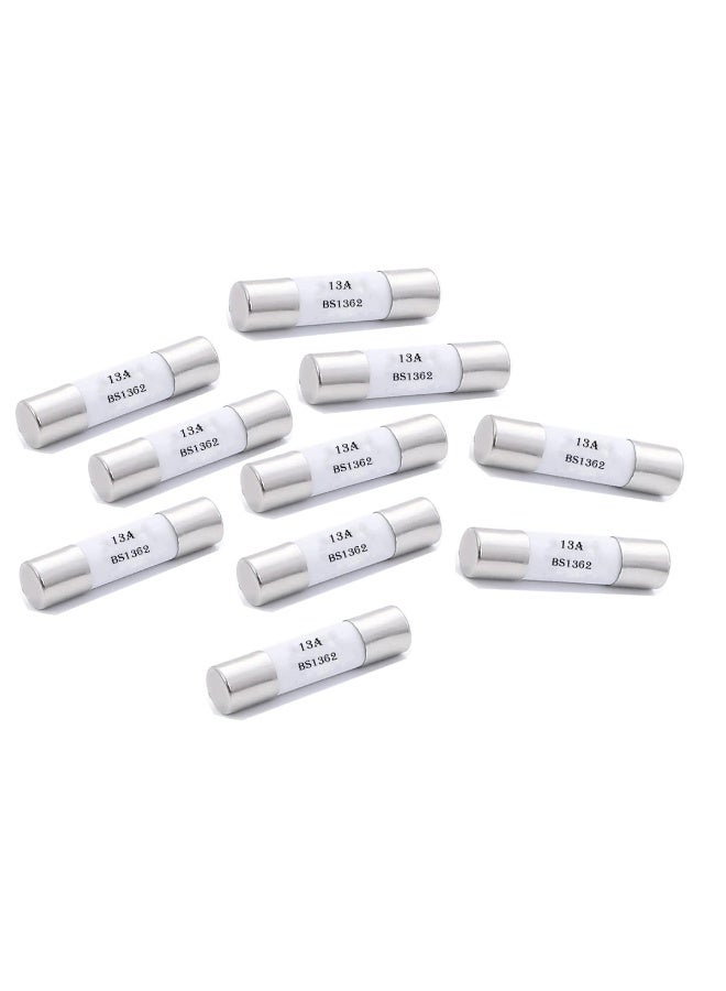 Melfi 10pcs Ceramic Fuse 13A 6x25MM, BS1362 Porcelain Ceramic Bussmann Fuses, Replacement Fuse for Home Appliances PlugTops - Image 1
