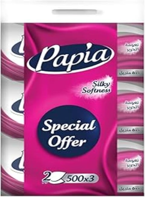 Papia Facial Tissue - PE MultiPack - 2 Ply - 500 X 3