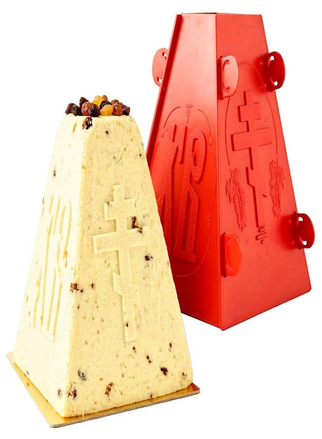 LOVARE 2.2 lb Red Pascha Mold Large Plastic Easter Cheese Mold Form 1kg (Inner Size 1.5" x 4.3" x 6.5") Decorative Russian Paska Pascha Paskha Mold for Homemade Easter Decorations & Festive Table Treats - Image 1