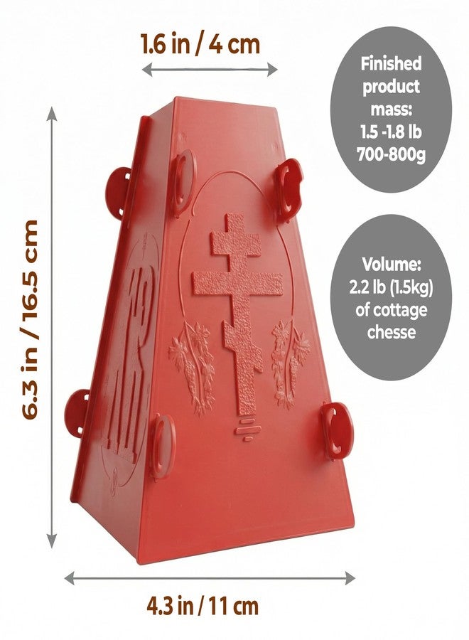 LOVARE 2.2 lb Red Pascha Mold Large Plastic Easter Cheese Mold Form 1kg (Inner Size 1.5" x 4.3" x 6.5") Decorative Russian Paska Pascha Paskha Mold for Homemade Easter Decorations & Festive Table Treats - Image 2
