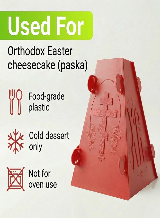 LOVARE 2.2 lb Red Pascha Mold Large Plastic Easter Cheese Mold Form 1kg (Inner Size 1.5" x 4.3" x 6.5") Decorative Russian Paska Pascha Paskha Mold for Homemade Easter Decorations & Festive Table Treats - Image 3