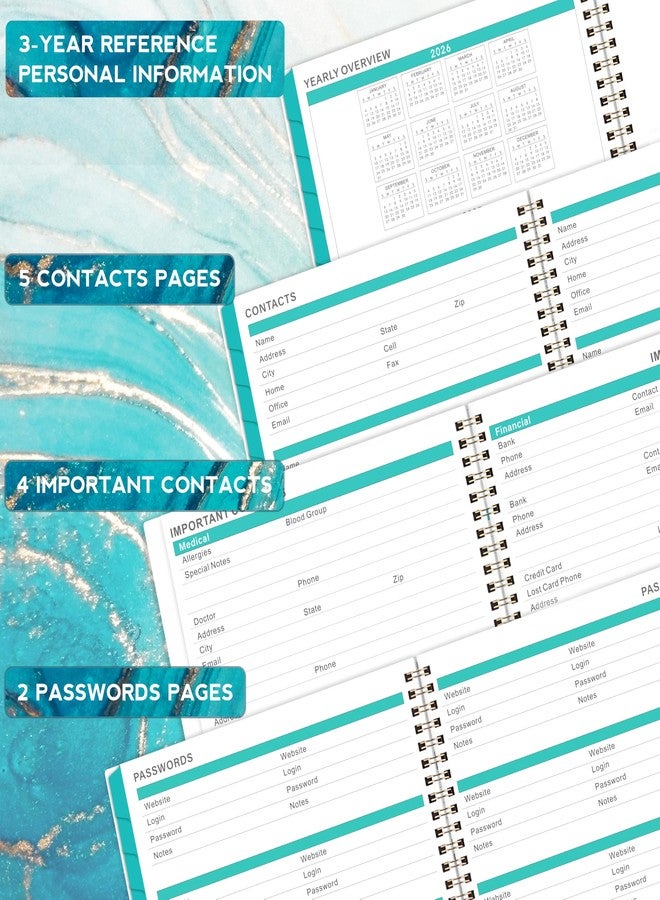 BooQool 2026 Monthly Planner/Calendar - January 2026 - December 2026, Monthly Planner 2026, 12 Months Planner with Tabs & Note Pages, 9" x 11", Twin-Wire Binding and Two-Side Pocket, Perfect Organizer - Image 4