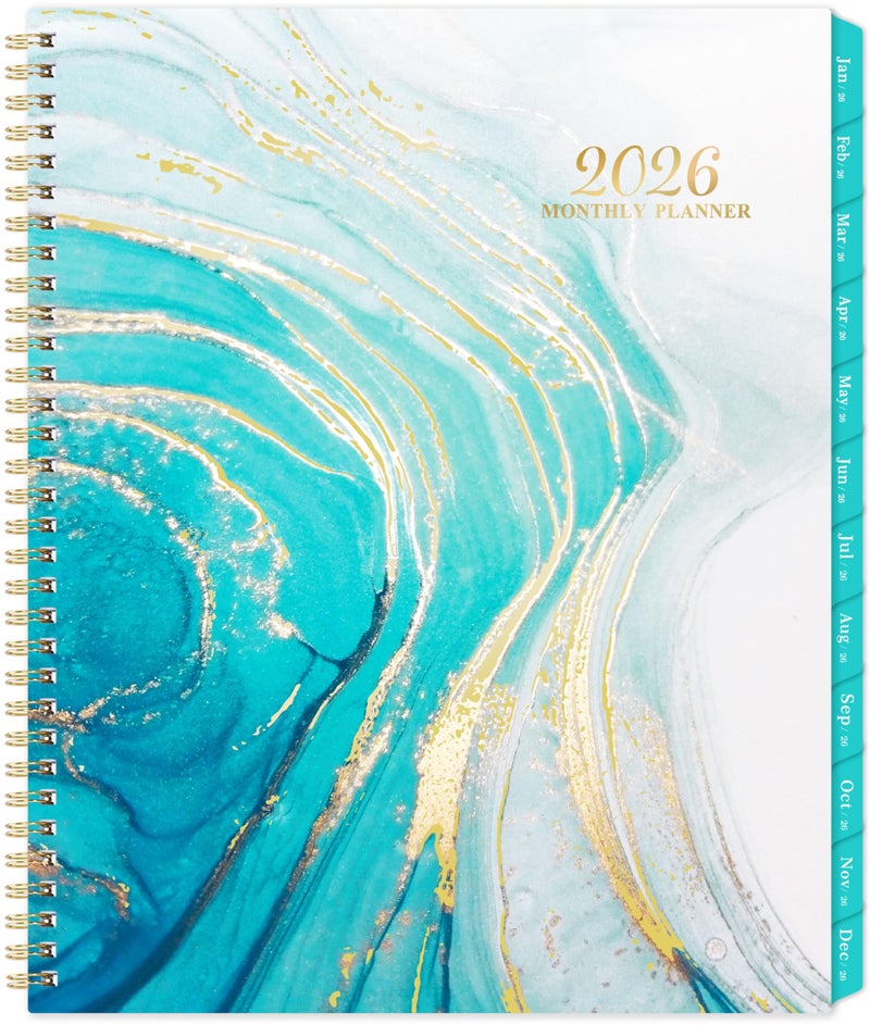BooQool 2026 Monthly Planner/Calendar - January 2026 - December 2026, Monthly Planner 2026, 12 Months Planner with Tabs & Note Pages, 9" x 11", Twin-Wire Binding and Two-Side Pocket, Perfect Organizer - Image 1