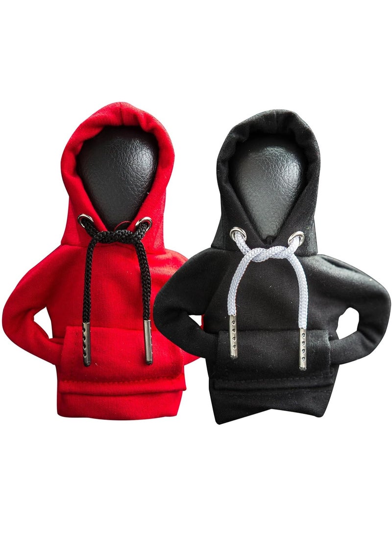 Gonice 2Pcs Car Shift Knob Hoodie,Gear Shift Hoodie,Funny Sweater Hoodie for Gearshift,Automotive Interior Accessories（Red and Black） - Image 1