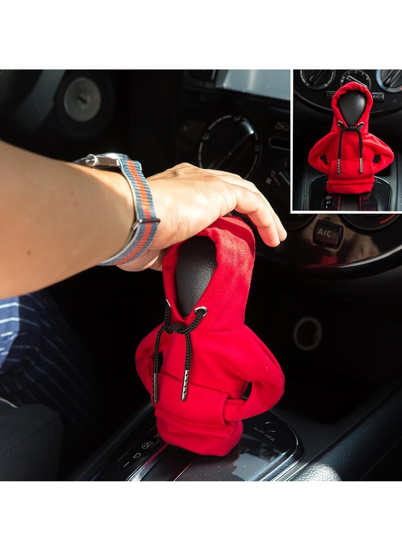 Gonice 2Pcs Car Shift Knob Hoodie,Gear Shift Hoodie,Funny Sweater Hoodie for Gearshift,Automotive Interior Accessories（Red and Black） - Image 5